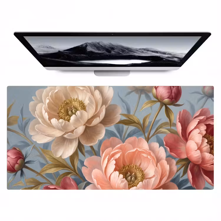 Bureau onderlegger - Bloemen - Roze - Beige - Modern - Natuur — 1