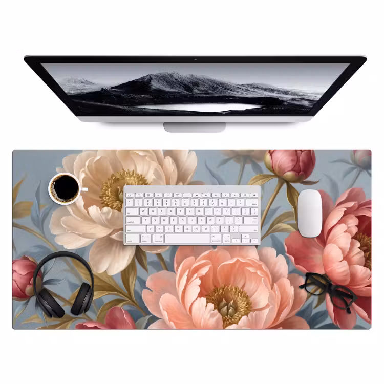 Bureau onderlegger - Bloemen - Roze - Beige - Modern - Natuur — 4