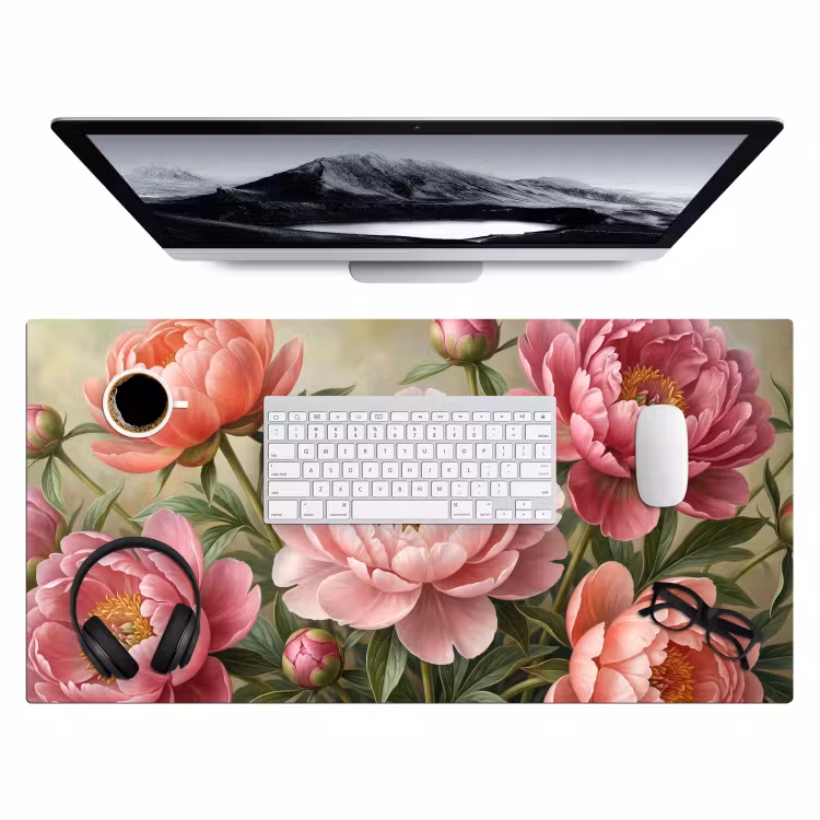 Bureau onderlegger - Bloemen - Roze - Klassiek - Gedetailleerd - Natuur — 4