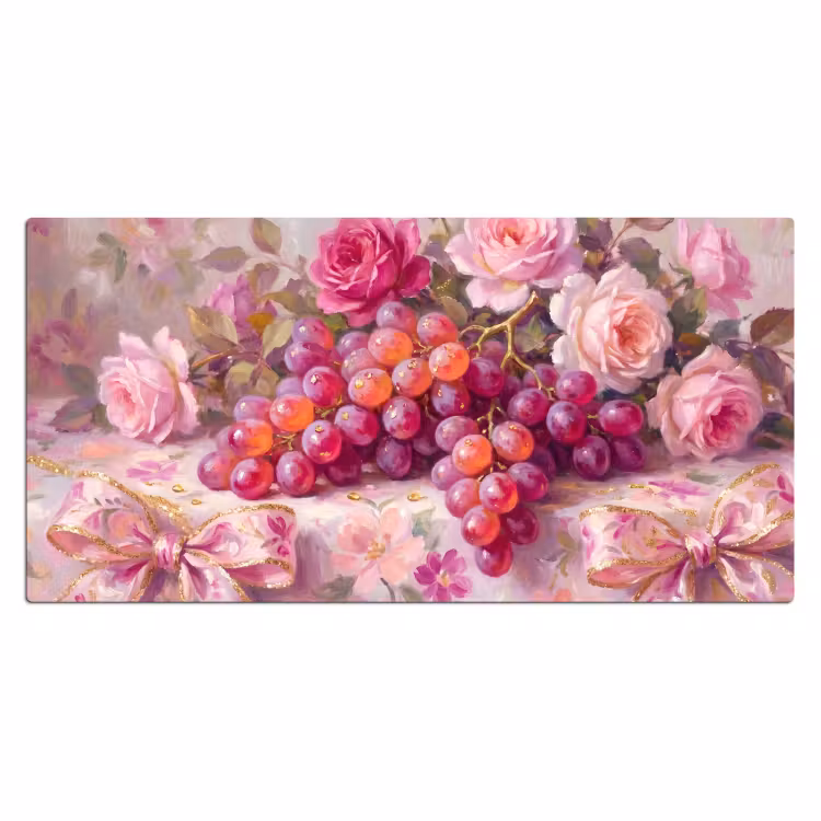 Bureau onderlegger - Eten - Bloemen - Stilleven - Roze - Goud — 2