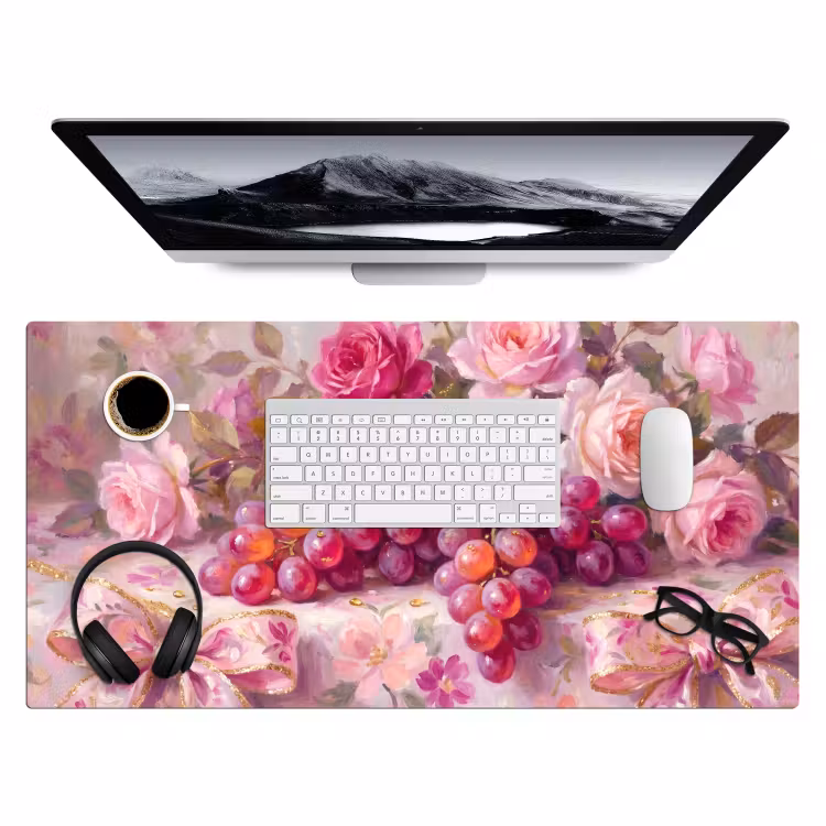 Bureau onderlegger - Eten - Bloemen - Stilleven - Roze - Goud — 4