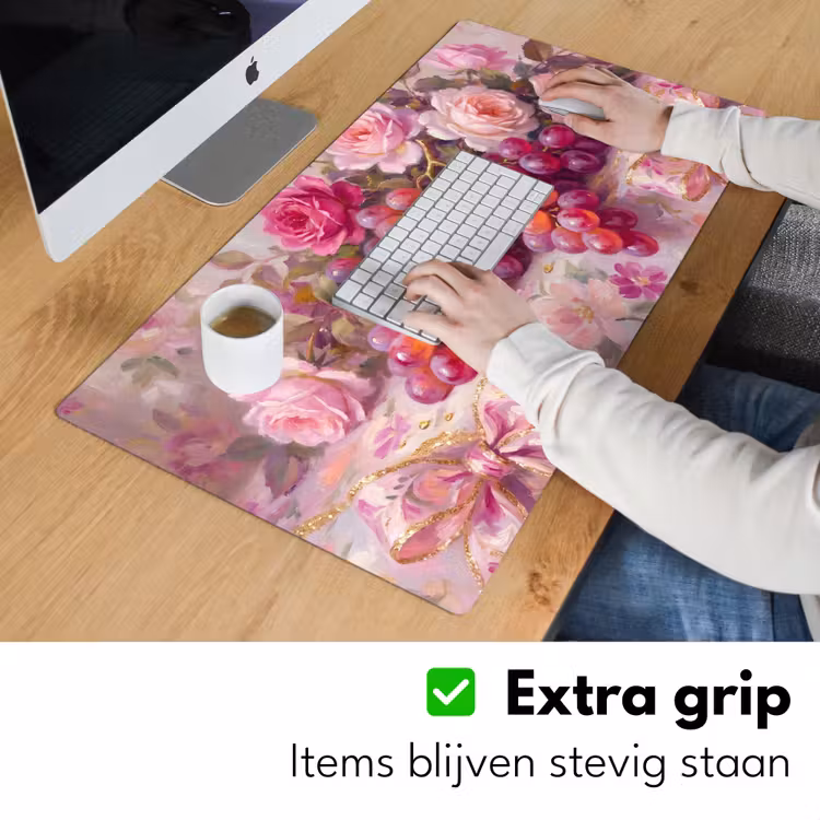Bureau onderlegger - Eten - Bloemen - Stilleven - Roze - Goud — 6