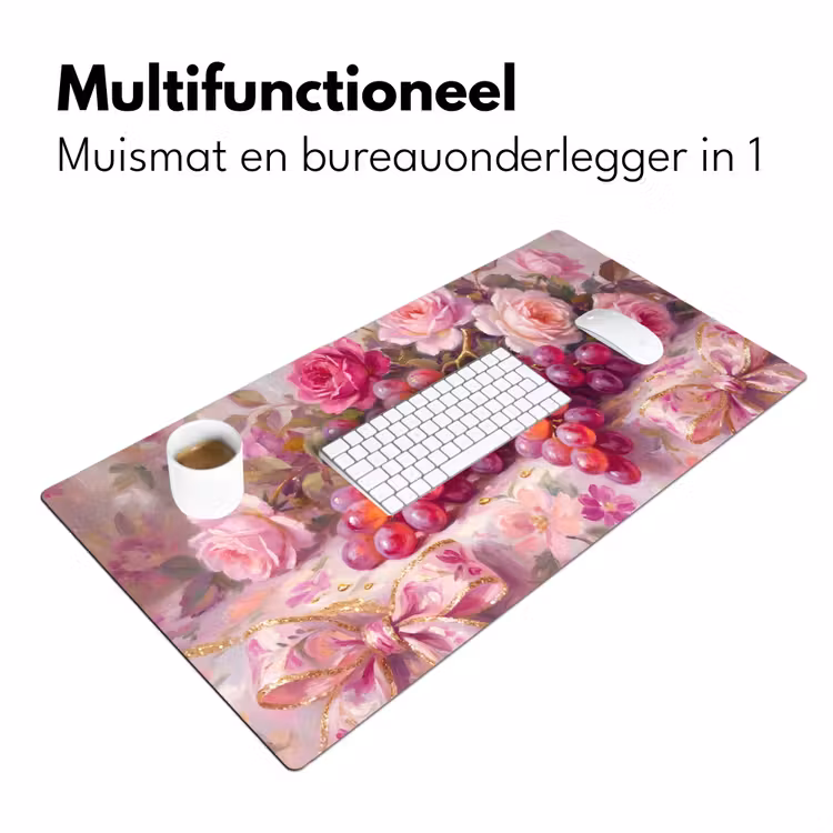 Bureau onderlegger - Eten - Bloemen - Stilleven - Roze - Goud — 7