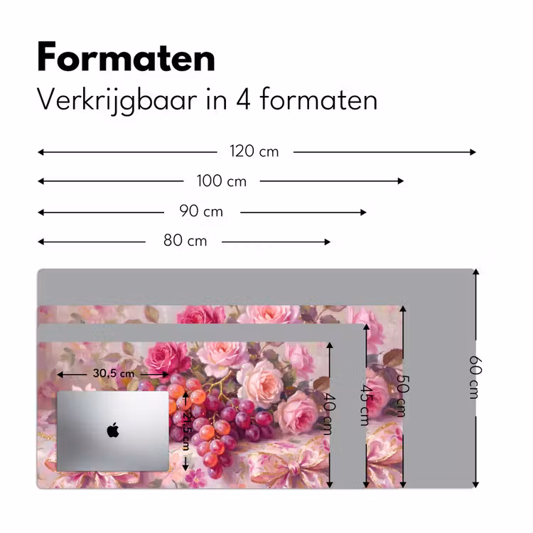 Bureau onderlegger - Eten - Bloemen - Stilleven - Roze - Goud — 8