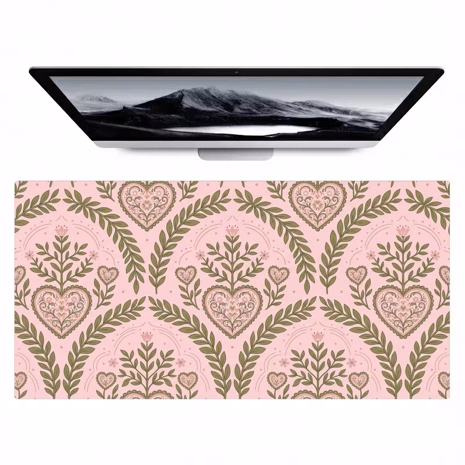 Bureau onderlegger - Patroon - Hart - Bloemen - Folkloristisch - Roze — 1