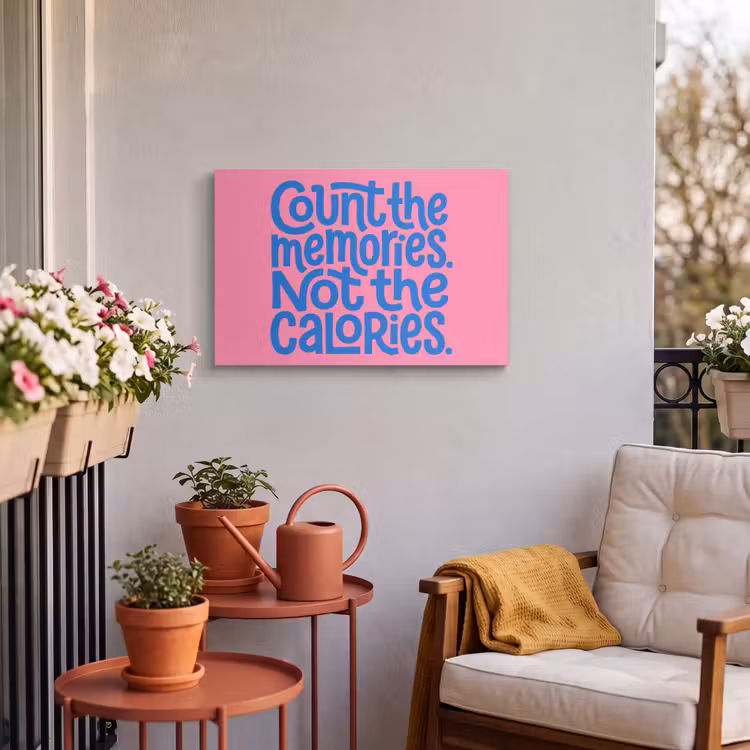 Buiten canvas - Memories - Roze - Blauw - Quote — 4