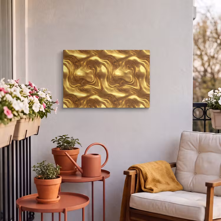 Buiten canvas - Textuur - Vloeibaar - Organisch - Goud — 3
