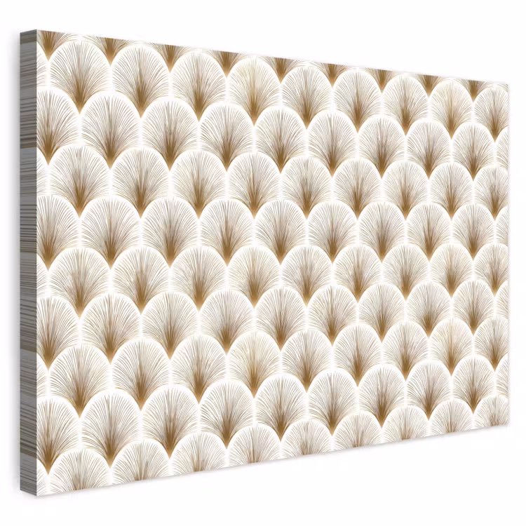 Buiten canvas - Waaiers - Art Deco - Elegant - Goud - Wit — 1