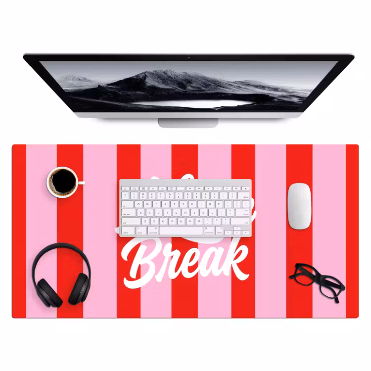 Bureau onderlegger - A Little Break - Strepen - Rood - Roze — 4