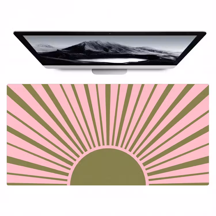 Bureau onderlegger - Abstract - Stralen - Grafisch - Roze - Groen — 1