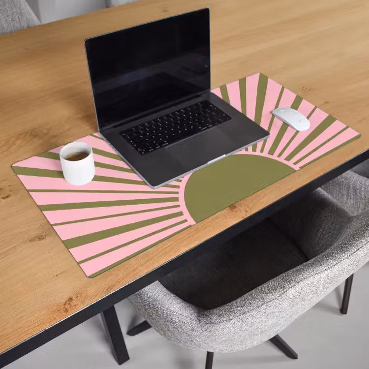 Bureau onderlegger - Abstract - Stralen - Grafisch - Roze - Groen — 3