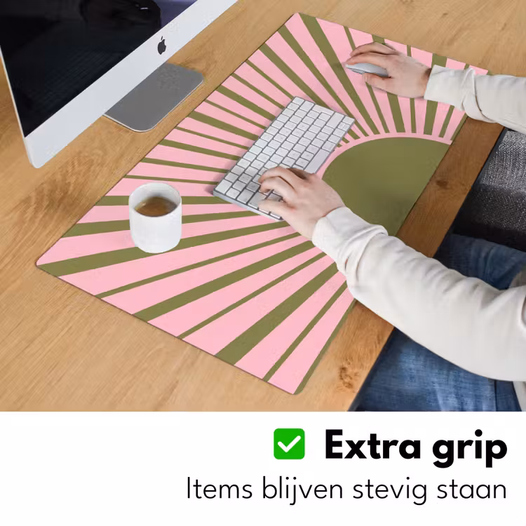 Bureau onderlegger - Abstract - Stralen - Grafisch - Roze - Groen — 6