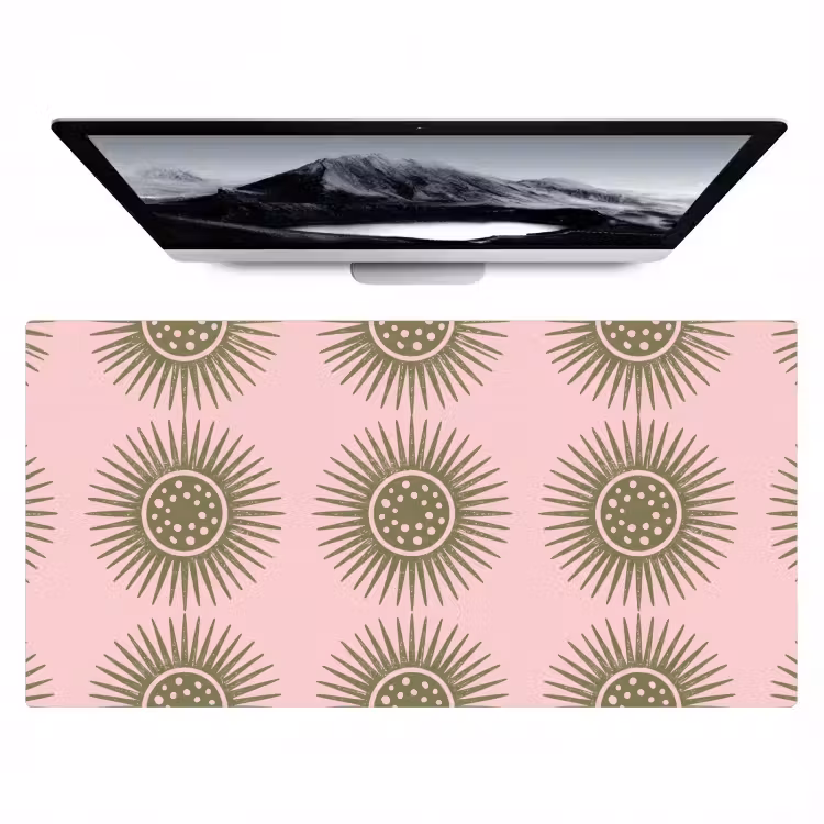 Bureau onderlegger - Bloemen - Patroon - Abstract - Roze - Groen — 1