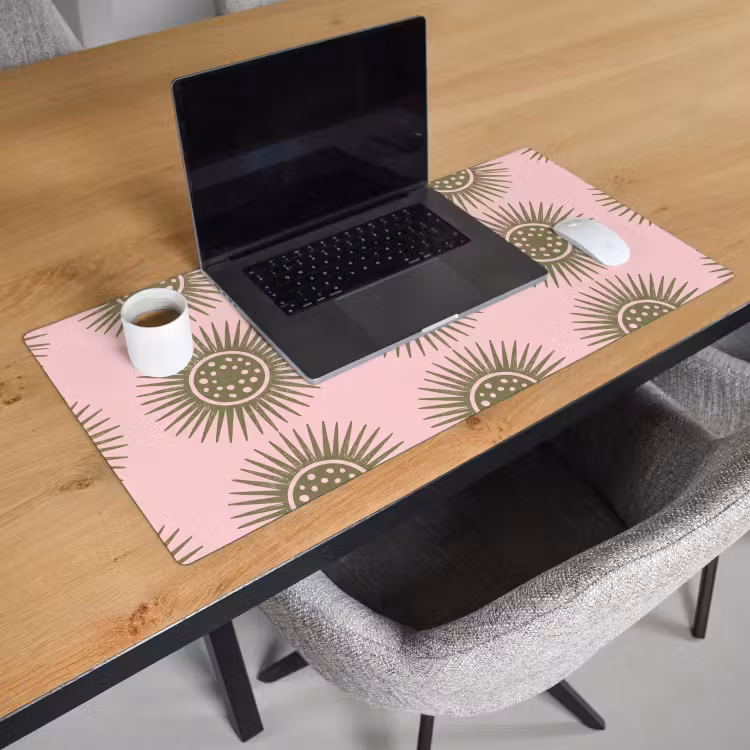 Bureau onderlegger - Bloemen - Patroon - Abstract - Roze - Groen — 3