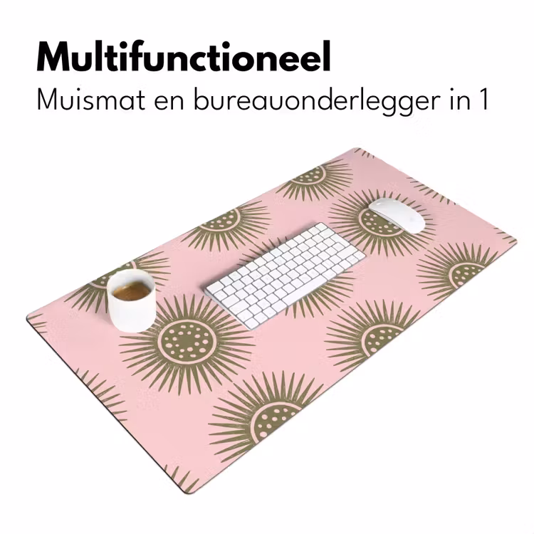 Bureau onderlegger - Bloemen - Patroon - Abstract - Roze - Groen — 7