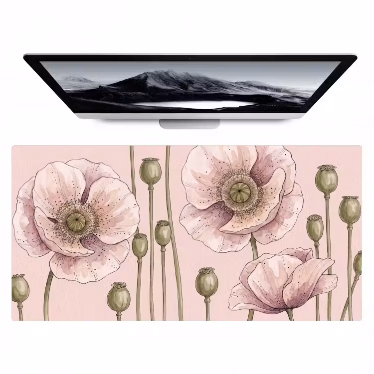 Bureau onderlegger - Bloemen - Zomer - Natuur - Aquarel - Roze — 1