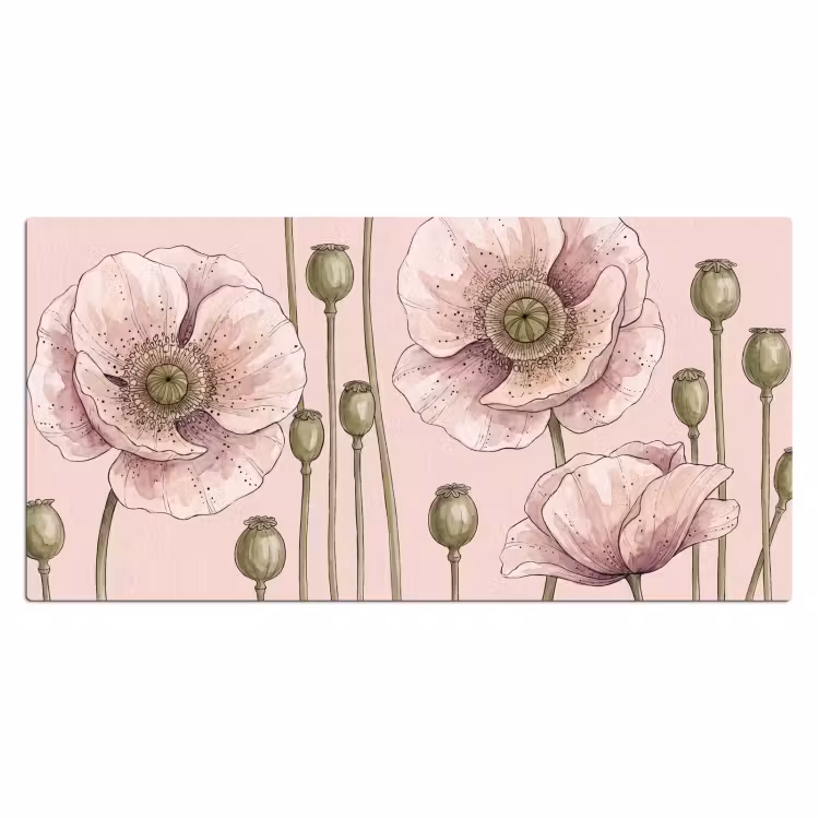 Bureau onderlegger - Bloemen - Zomer - Natuur - Aquarel - Roze — 2