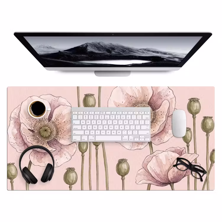 Bureau onderlegger - Bloemen - Zomer - Natuur - Aquarel - Roze — 4