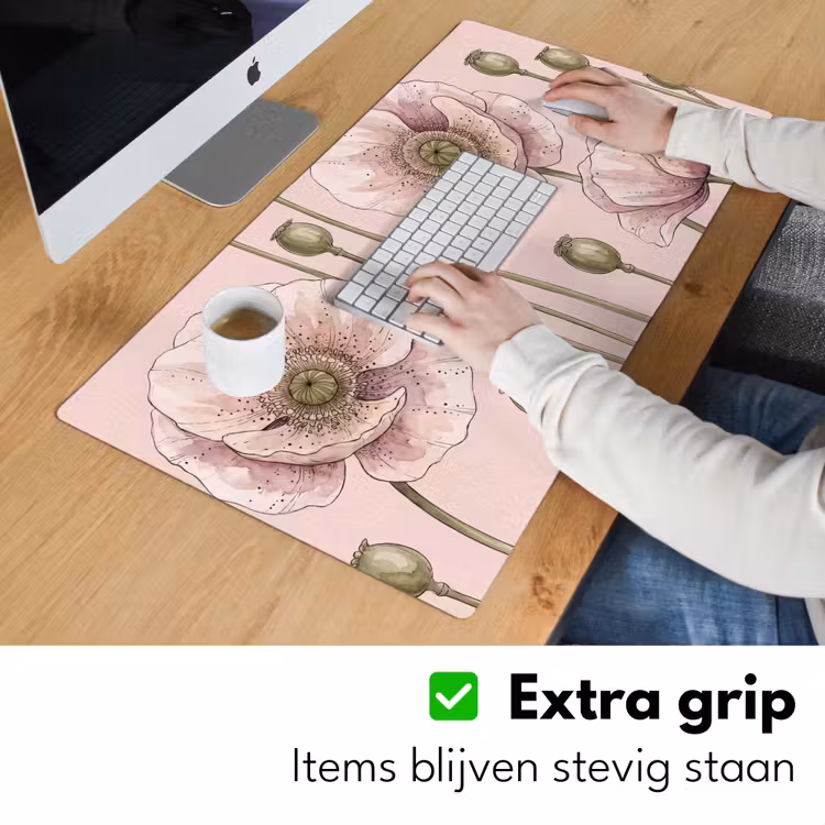 Bureau onderlegger - Bloemen - Zomer - Natuur - Aquarel - Roze — 6
