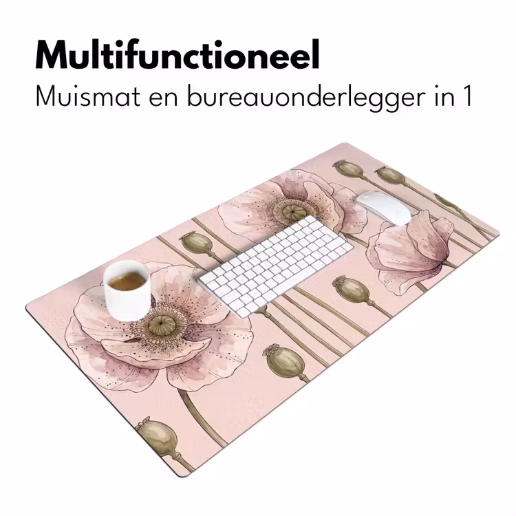 Bureau onderlegger - Bloemen - Zomer - Natuur - Aquarel - Roze — 7