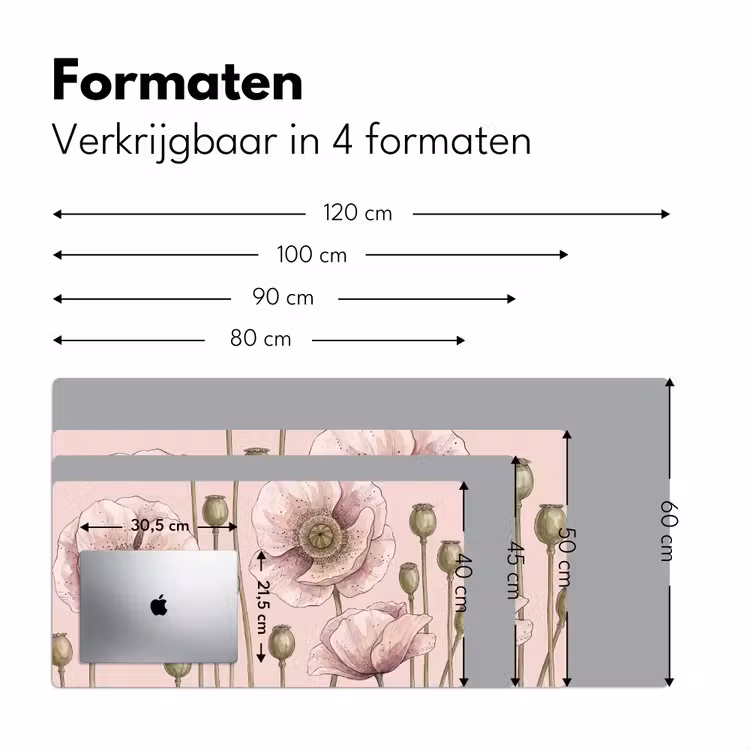 Bureau onderlegger - Bloemen - Zomer - Natuur - Aquarel - Roze — 8