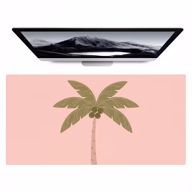 Bureau onderlegger - Boom - Palm - Natuur - Illustratie - Roze — 1