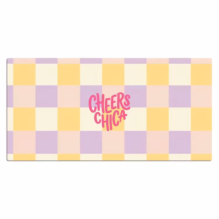 Bureau onderlegger - Cheers Chica - Ruitjes - Lila - Geel — 2