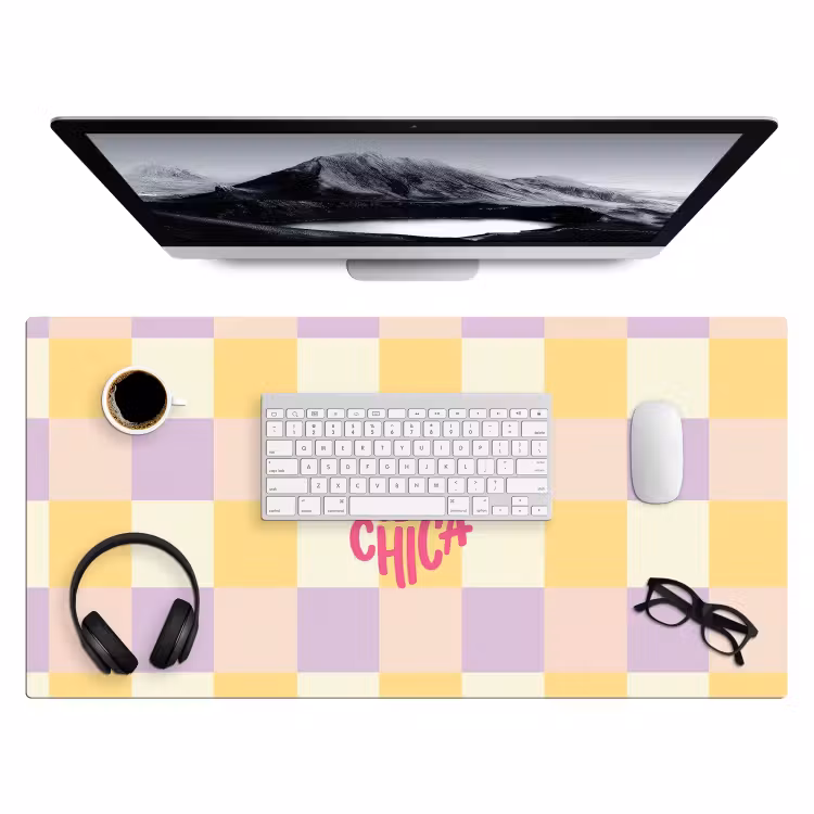 Bureau onderlegger - Cheers Chica - Ruitjes - Lila - Geel — 4