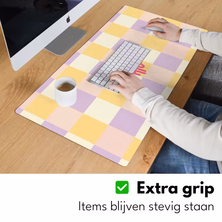 Bureau onderlegger - Cheers Chica - Ruitjes - Lila - Geel — 6