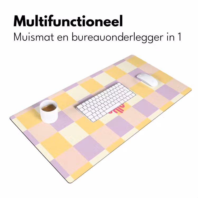 Bureau onderlegger - Cheers Chica - Ruitjes - Lila - Geel — 7