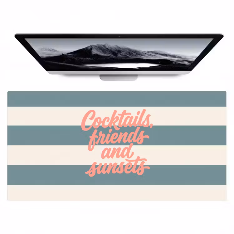 Bureau onderlegger - Cocktails - Strepen - Blauw - Koraal — 1