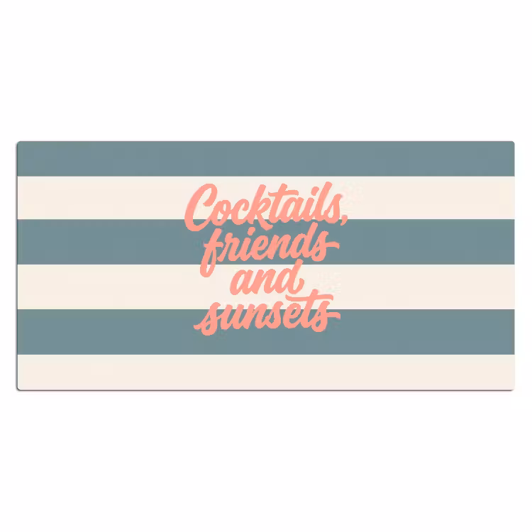 Bureau onderlegger - Cocktails - Strepen - Blauw - Koraal — 2