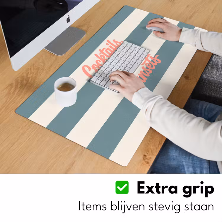 Bureau onderlegger - Cocktails - Strepen - Blauw - Koraal — 6