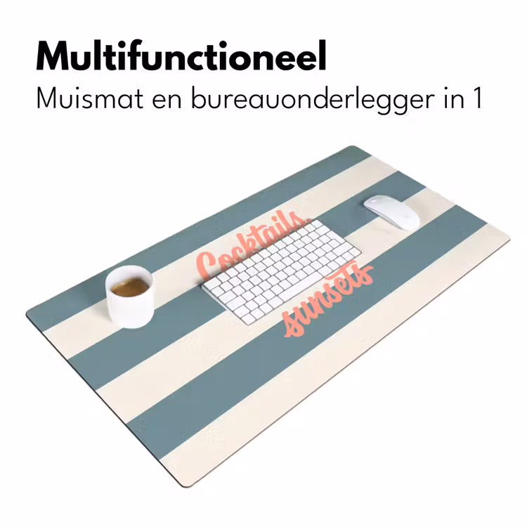 Bureau onderlegger - Cocktails - Strepen - Blauw - Koraal — 7