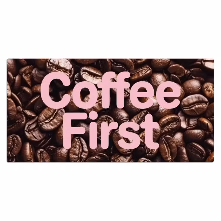 Bureau onderlegger - Coffee First - Koffiebonen - Roze — 2