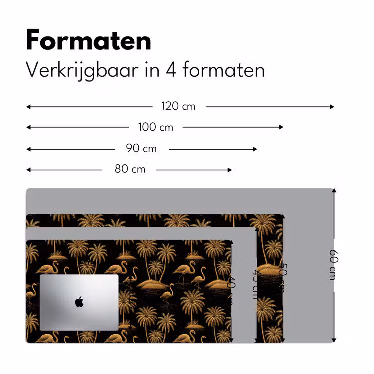 Bureau onderlegger - Flamingo - Palmbomen - Tropisch - Goud - Zwart — 8