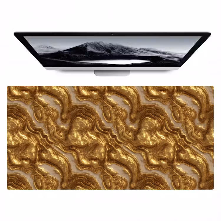 Bureau onderlegger - Golven - Organisch - Goud - Crème — 1