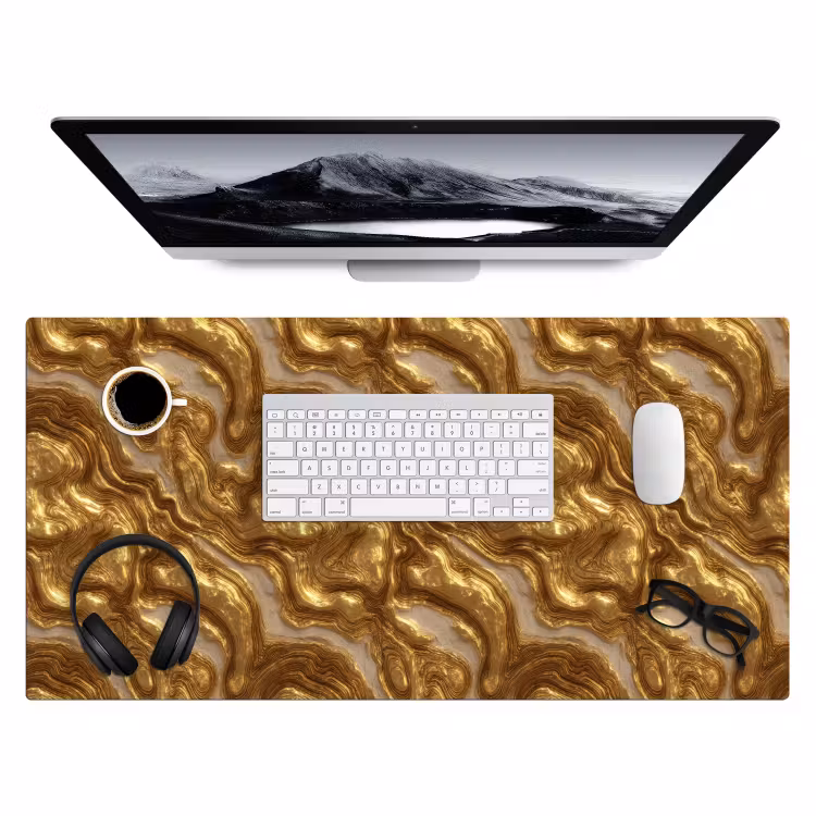 Bureau onderlegger - Golven - Organisch - Goud - Crème — 4