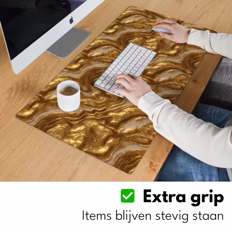 Bureau onderlegger - Golven - Organisch - Goud - Crème — 6