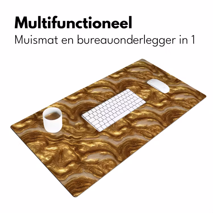 Bureau onderlegger - Golven - Organisch - Goud - Crème — 7