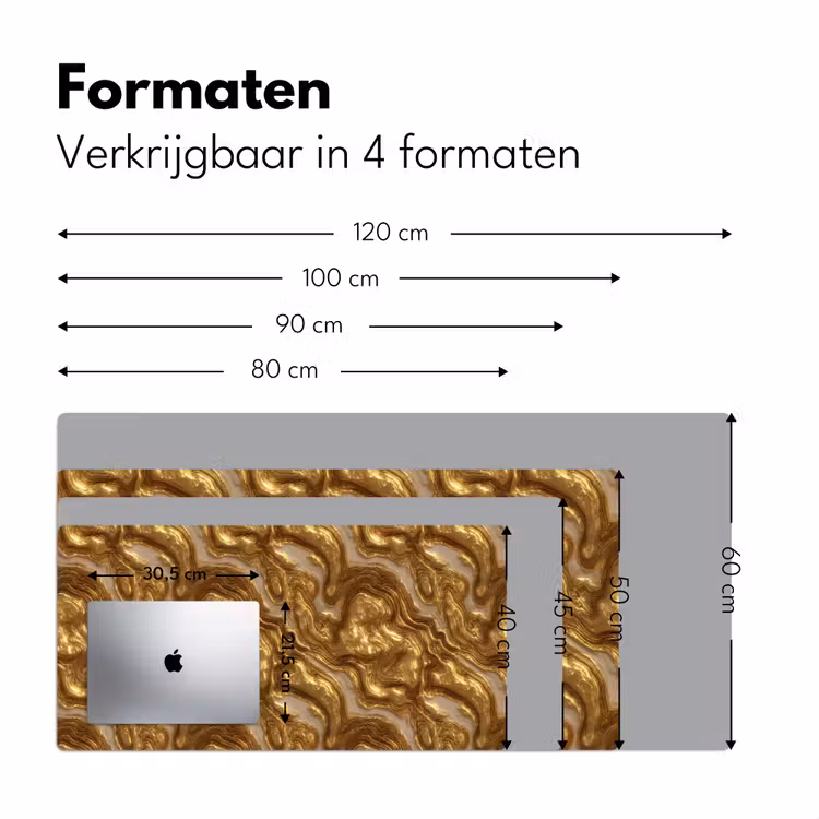 Bureau onderlegger - Golven - Organisch - Goud - Crème — 8