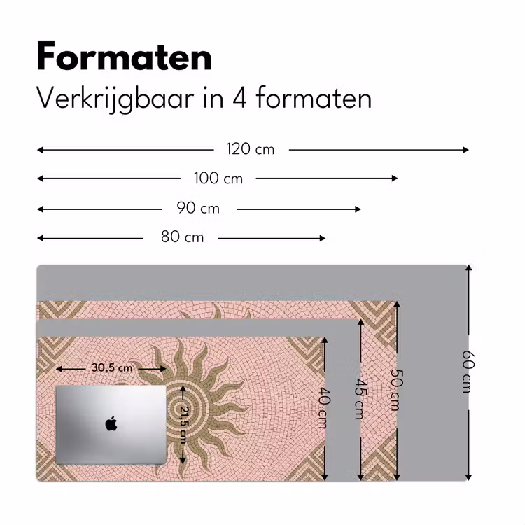 Bureau onderlegger - Mozaïek - Zon - Patroon - Klassiek - Roze — 8