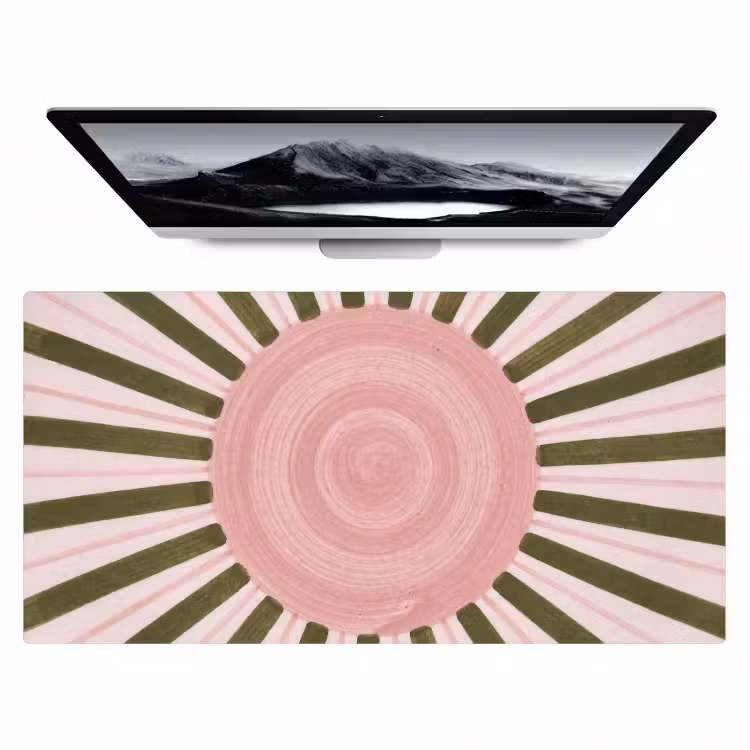 Bureau onderlegger - Patroon - Cirkel - Stralen - Abstract - Roze — 1