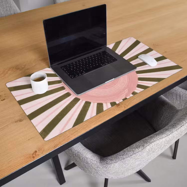 Bureau onderlegger - Patroon - Cirkel - Stralen - Abstract - Roze — 3