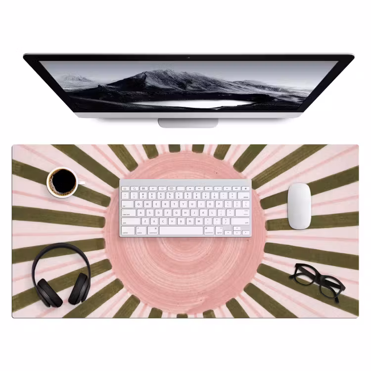 Bureau onderlegger - Patroon - Cirkel - Stralen - Abstract - Roze — 4