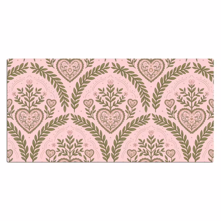 Bureau onderlegger - Patroon - Hart - Bloemen - Folkloristisch - Roze — 2