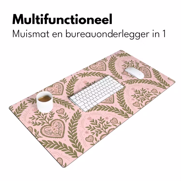 Bureau onderlegger - Patroon - Hart - Bloemen - Folkloristisch - Roze — 7