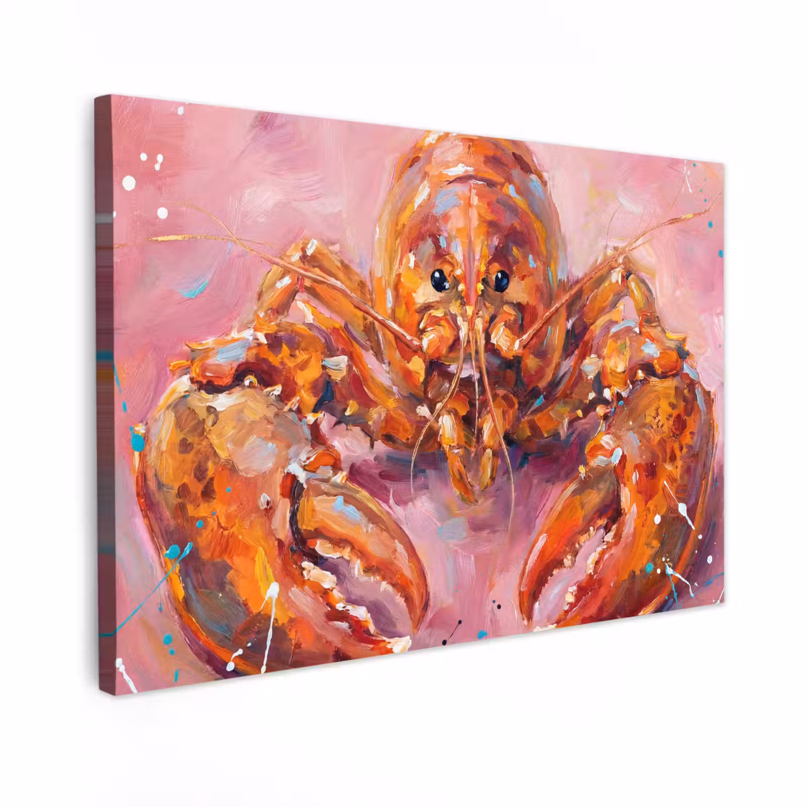 Buiten canvas - Zeeleven - Kreeft - Spatters - Abstract - Roze — 1