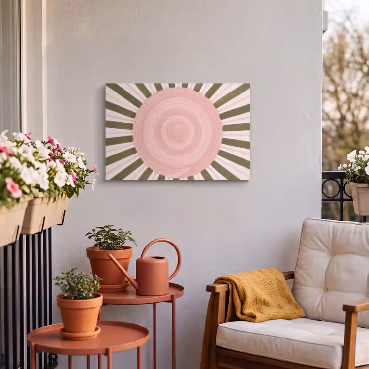 Buiten canvas - Patroon - Cirkel - Stralen - Abstract - Roze — 4