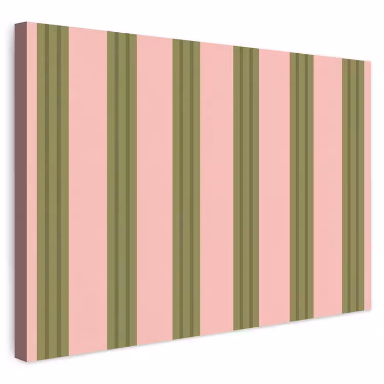 Buiten canvas - Patroon - Strepen - Abstract - Roze - Groen — 1